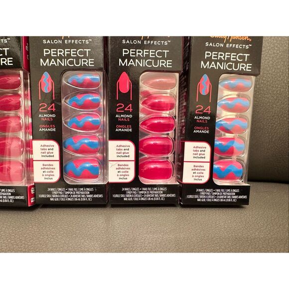 Sally Hansen 6X Pink and Blue Press on Nails Kits With Glue New - Picture 2 of 5